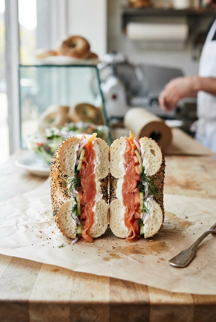 Bagels with classic deli toppings